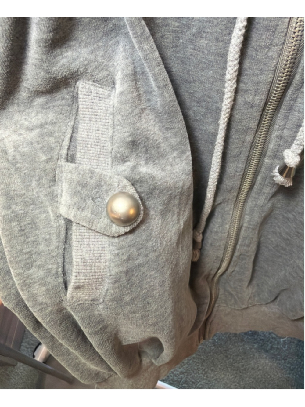 Women's IMEI Gray Velour Full-Zip Anorak Hoodie L/XL Athleisure Drawstring Waist - Picture 8 of 8